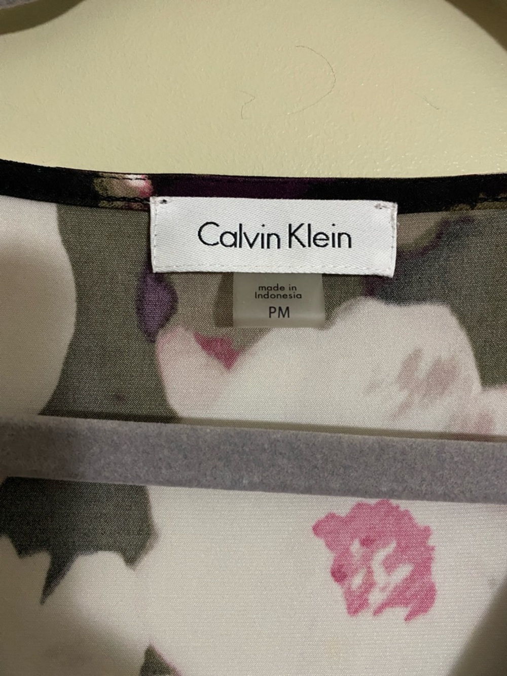 Calvin Klein Draped Floral Cami - White, Purple, Pink, Olive - Picture 2 of 4